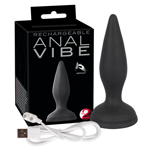 Анальная вибровтулка Vibe черная 3,5 см USB