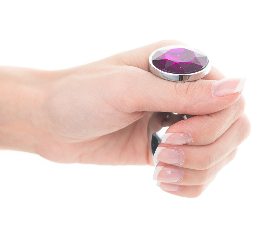 Анальная пробка Silver Jewelry Plug с фиолетовым кристаллом (маленькая)