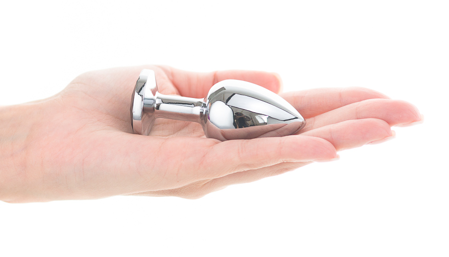 Анальная пробка Silver Jewelry Plug с черным кристаллом (маленькая)
