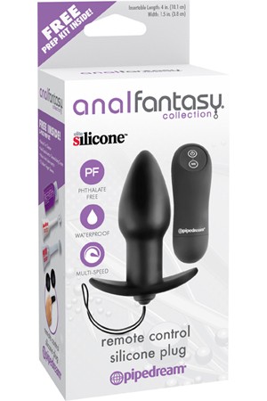 Анальная пробка REMOTE CONTROL SILICONE PLUG с вибрацией с дистанционным управлением черная