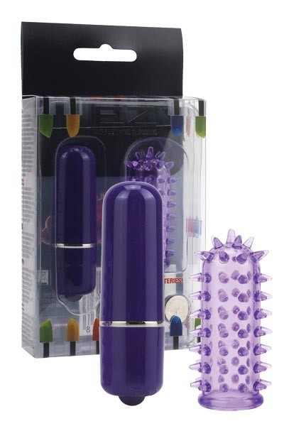 Минивибратор с насадкой 5 см фиолетовый Powerful Mini Massager w. Sleeve - Purpl