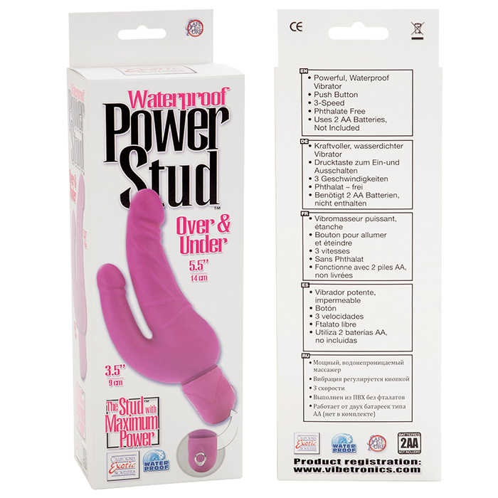 Розовый виброфаллос для двойного проникновения POWER STUD