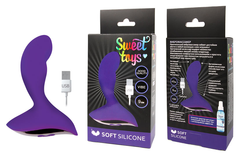 Вибромассажер анальный L 90 мм D 30 мм, 10 режимов вибрации Sweet toys