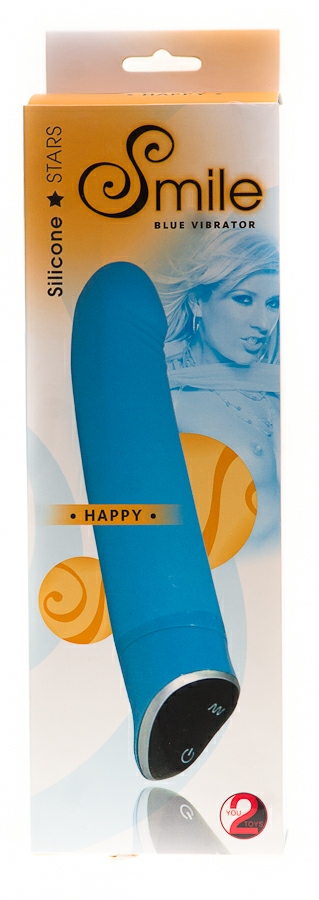 Нежно-голубой вибратор "Smile Happy"