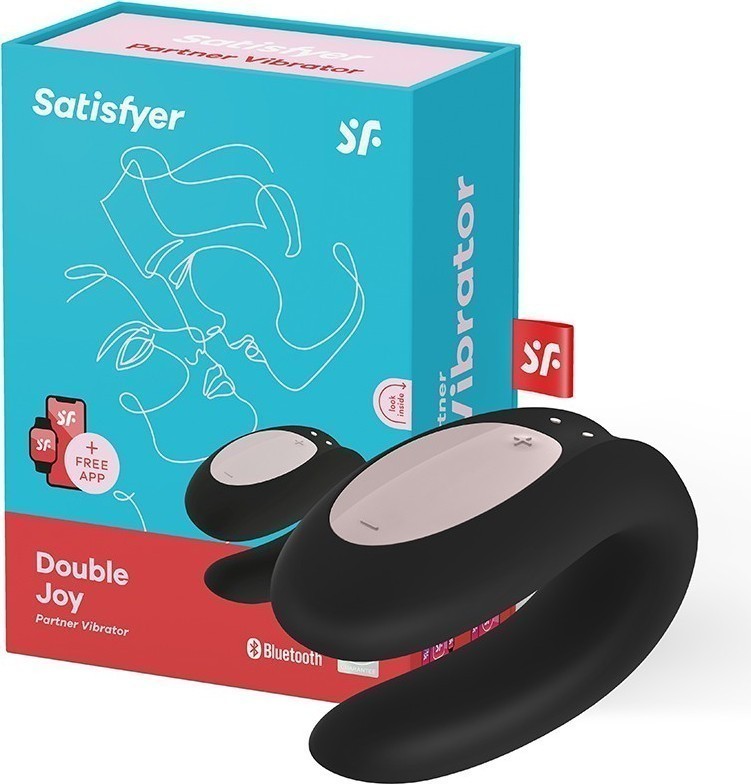Вибратор для пар Satisfyer Double Joy с возможностью управления через приложение черный