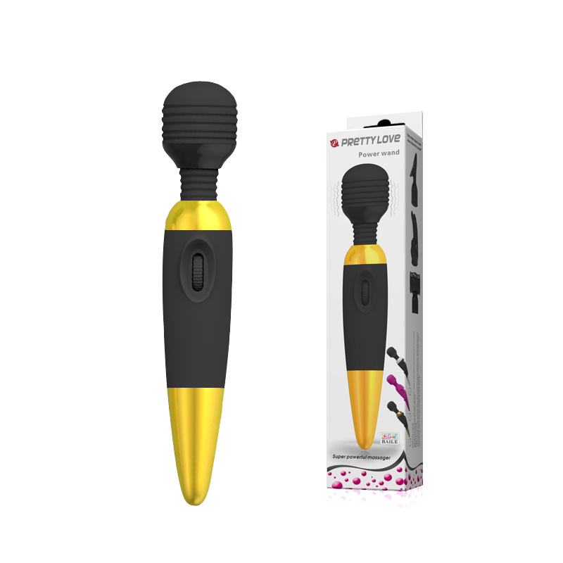 Мультискоростной вибратор «Power Wand» черно-золотой