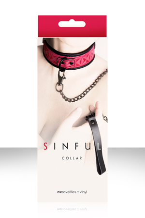 Ошейник SINFUL COLLAR с цепью-поводком розовый
