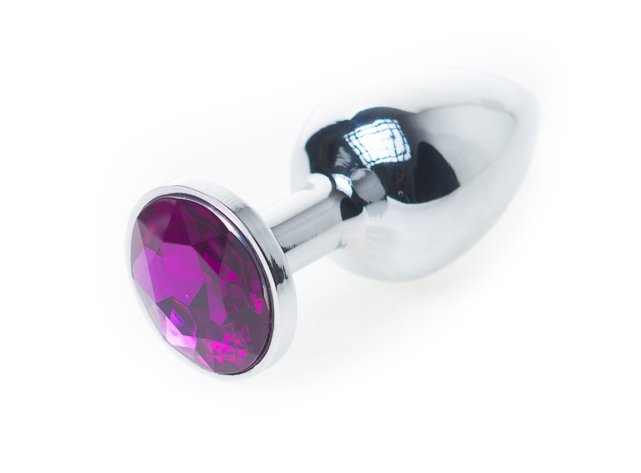 Анальная пробка Silver Jewelry Plug с фиолетовым кристаллом (маленькая)