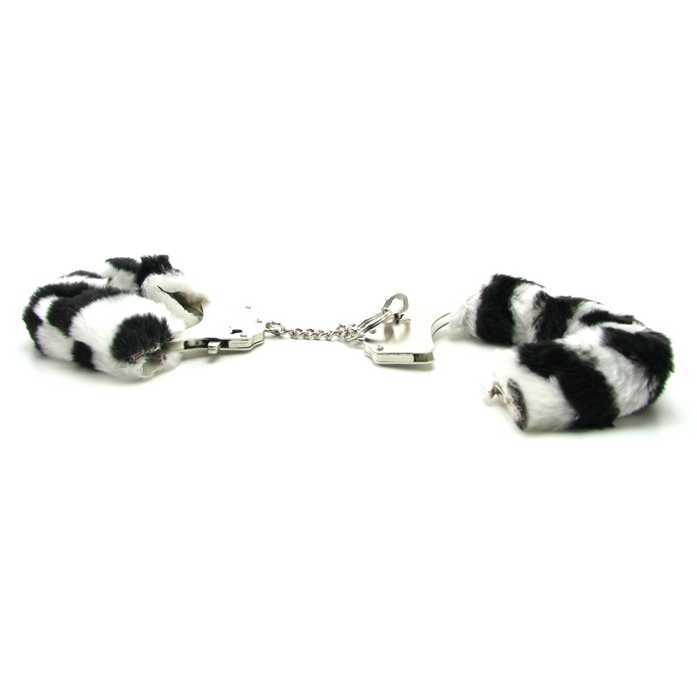 Наручники металлические "Furry Love Cuffs" с мехом Зебра