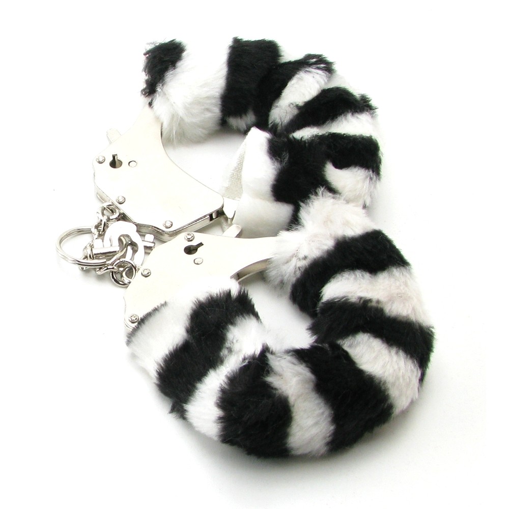 Наручники металлические "Furry Love Cuffs" с мехом Зебра