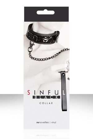 Ошейник SINFUL COLLAR с цепью-поводком черный