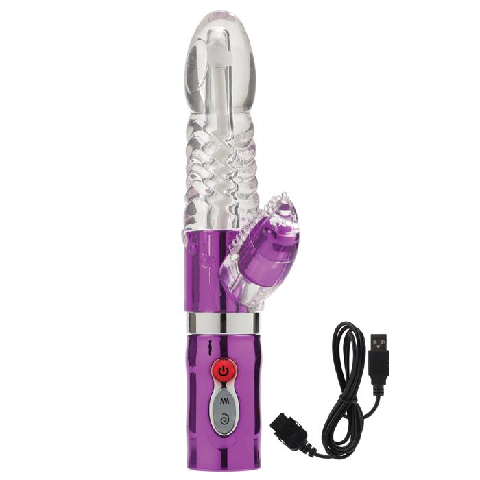 Заряжаемый от USB фиолетовый вибромассажер PRINCESS JEWELS