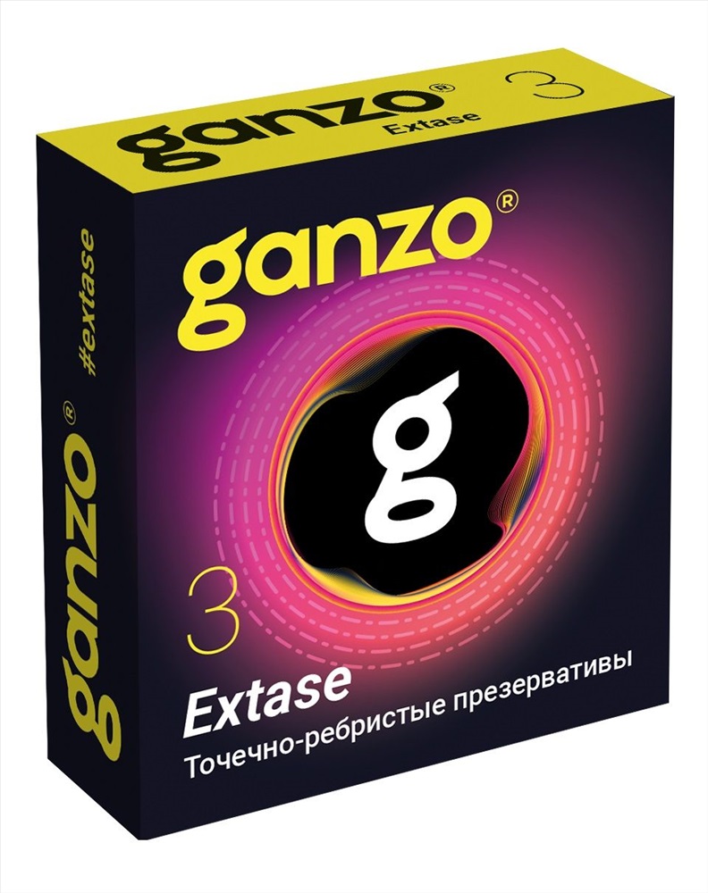 Презервативы Ganzo Extase № 3 Точечные и ребристые, анатомической формы 3 шт