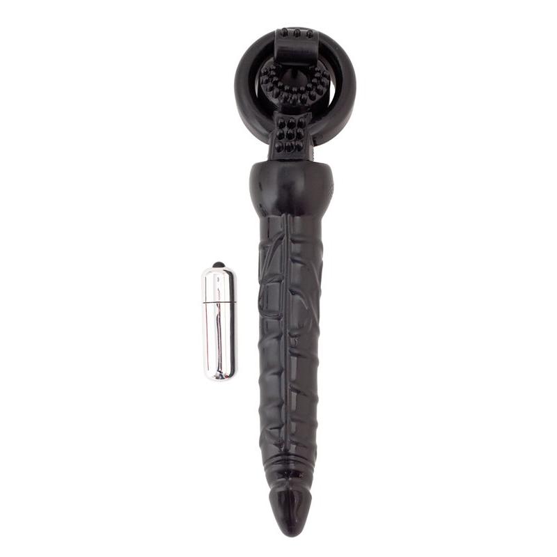 Вибронасадка с анальным стимулятором 17,5 см черная ToyFa Black&Red