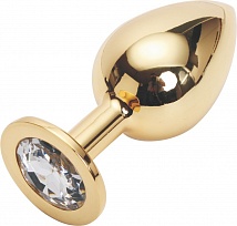 Анальная пробка Golden Jewelry Plug с бесцветным стразом (большая)