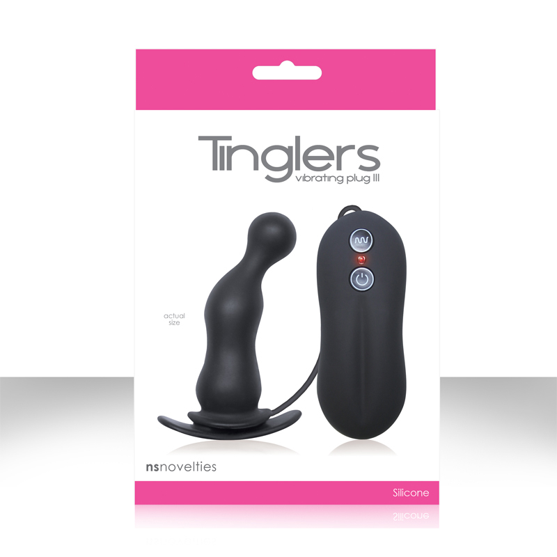 Анальная пробка Tinglers - Plug III с вибрацией черная