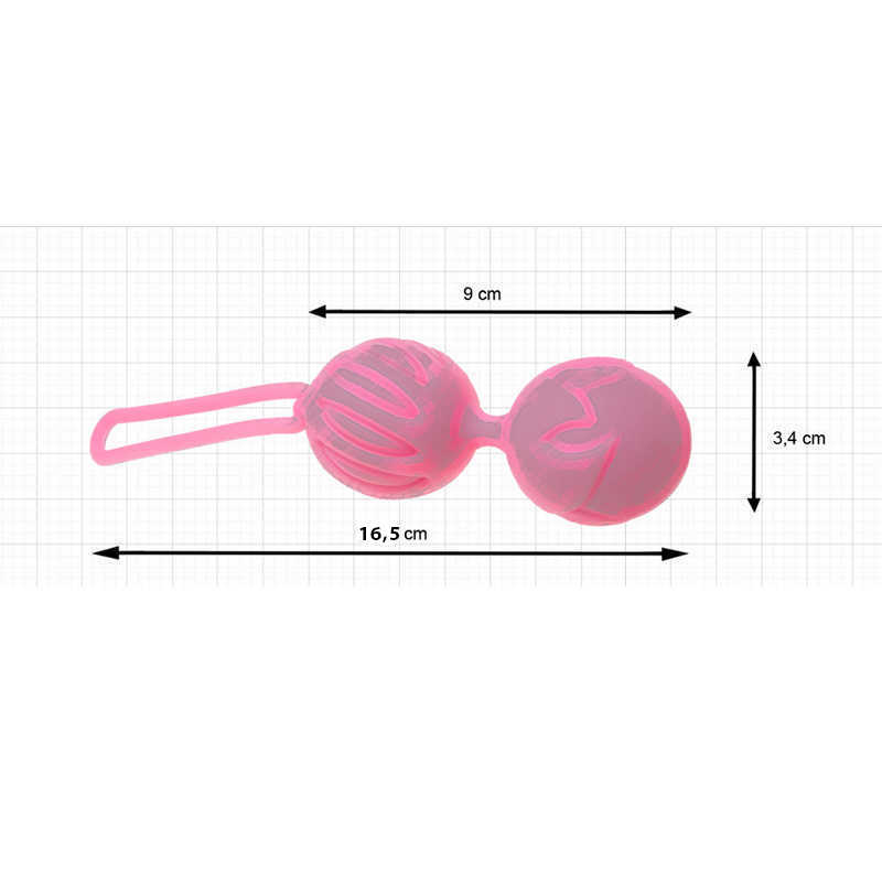 Вагинальные шарики на сцепке Geisha Lastic Ball S, розовые 3,4 см
