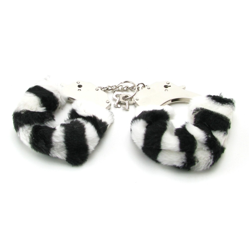 Наручники металлические "Furry Love Cuffs" с мехом Зебра
