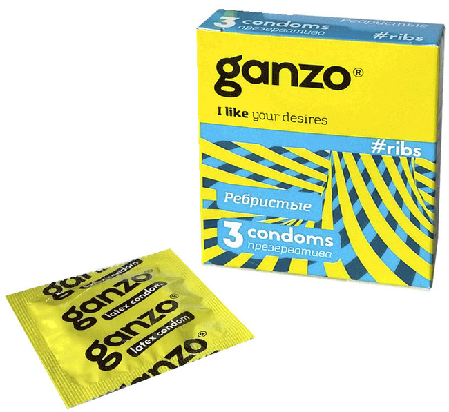Презервативы ребристые "GANZO" RIBS 3 шт