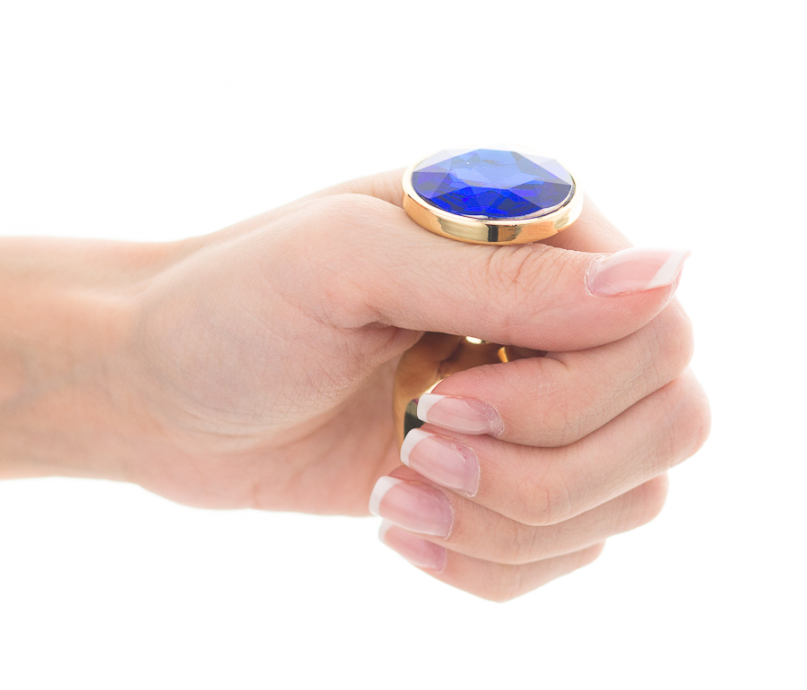 Анальная пробка Golden Jewelry Plug с синим кристаллом (маленькая)