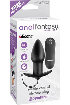 Анальная пробка REMOTE CONTROL SILICONE PLUG с вибрацией с дистанционным управлением черная