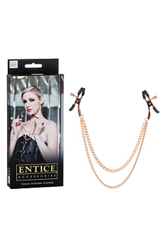 Зажимы для сосков с цепями Entice Tiered Intimate Clamps золотистые