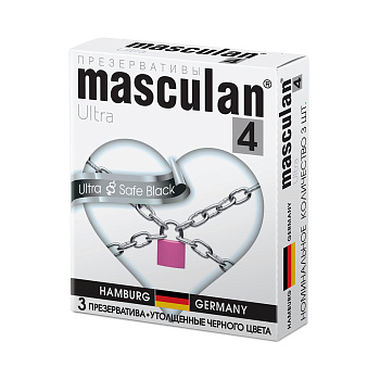 Презервативы ультрапрочные черные Masculan 3 шт