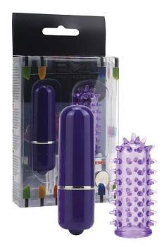Минивибратор с насадкой 5 см фиолетовый Powerful Mini Massager w. Sleeve - Purpl