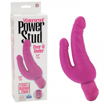 Розовый виброфаллос для двойного проникновения POWER STUD