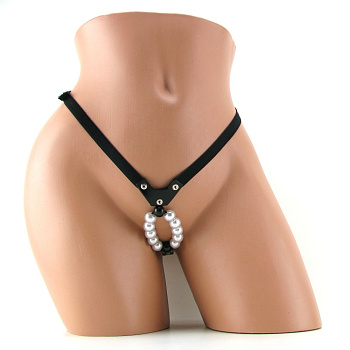 Стринги «Lovers Thong» декорированные белыми бусинами