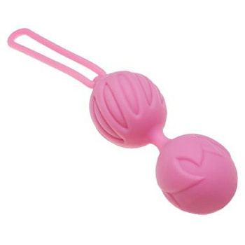 Вагинальные шарики на сцепке Geisha Lastic Ball S, розовые 3,4 см