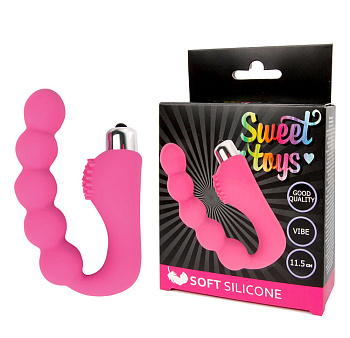 Вибромассажер анальный L 115 мм D 24 мм, цвет розовый Sweet toys